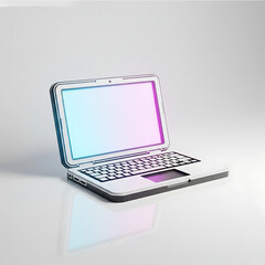 Digital Canvas: Minimalist rendering of a laptop, showcasing a clean, modern design, enhanced by subtle neon hues, reflecting a futuristic aesthetic.