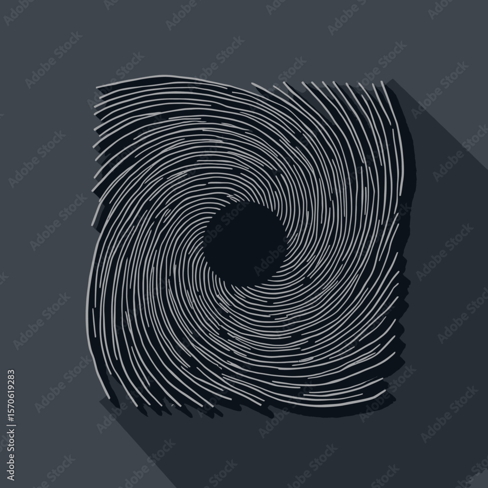 Aufkleber abstract swirling vortex design, dark grey lines converging into a central black circle, creating a 