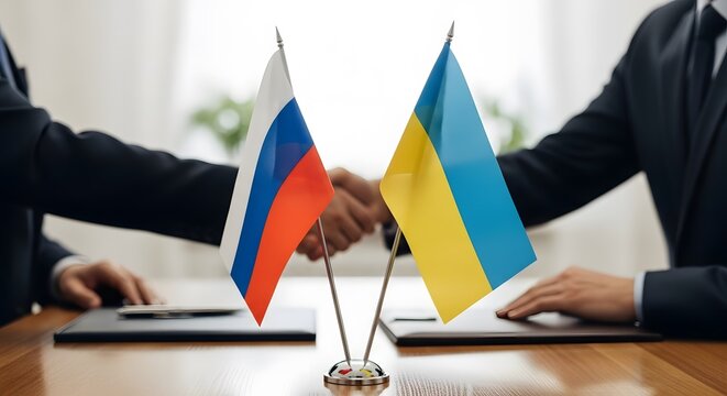 Russia and Ukraine Flag Unity Concept