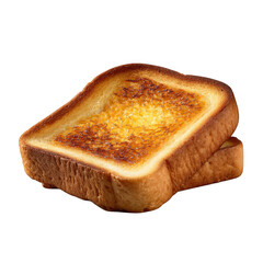 Stack of golden toast isolated on transparent background