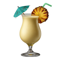 Pina colada with straw isolated on transparent background
