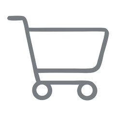 Simple Black and White Line Drawing Shopping Cart Store Icon