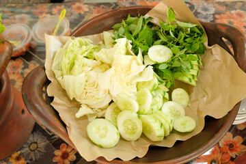 Healthy Assorted Raw Vegetables on Banana Paper Lining