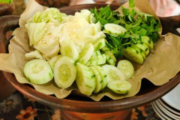 Healthy Assorted Raw Vegetables on Banana Paper Lining