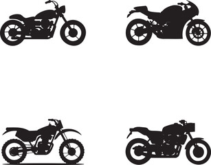 Obraz premium Set of Motorbike silhouette vector illustration isolated On Transparent Background