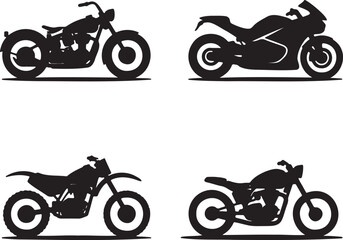 Obraz premium Set of Motorbike silhouette vector illustration isolated On Transparent Background