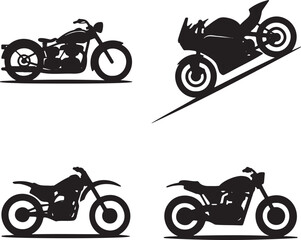 Obraz premium Set of Motorbike silhouette vector illustration isolated On Transparent Background