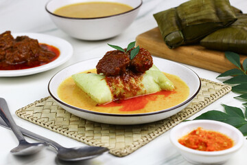Buras, Indonesian traditional rice cakes from Makassar, South Sulawesi. Buras made from rice,...