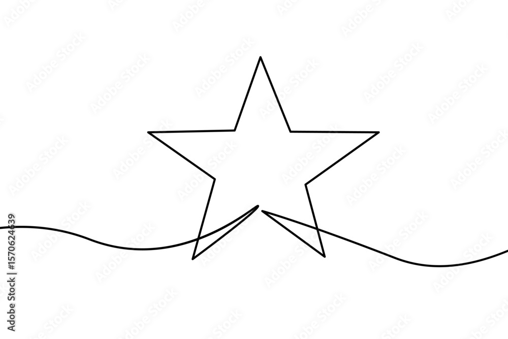Poster star continuous one line vector drawing. star symbol icon in simple minimal outline style. editable 