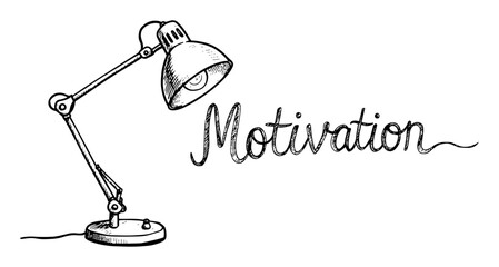 desk lamp with motivation text vector sketch illustration