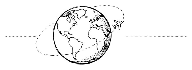global travel concept airplane flying around earth globe © Kaz