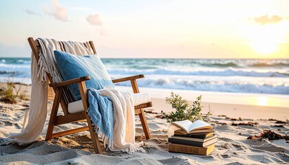 海辺の読書空間：穏やかな時間を過ごす場所Generated image
