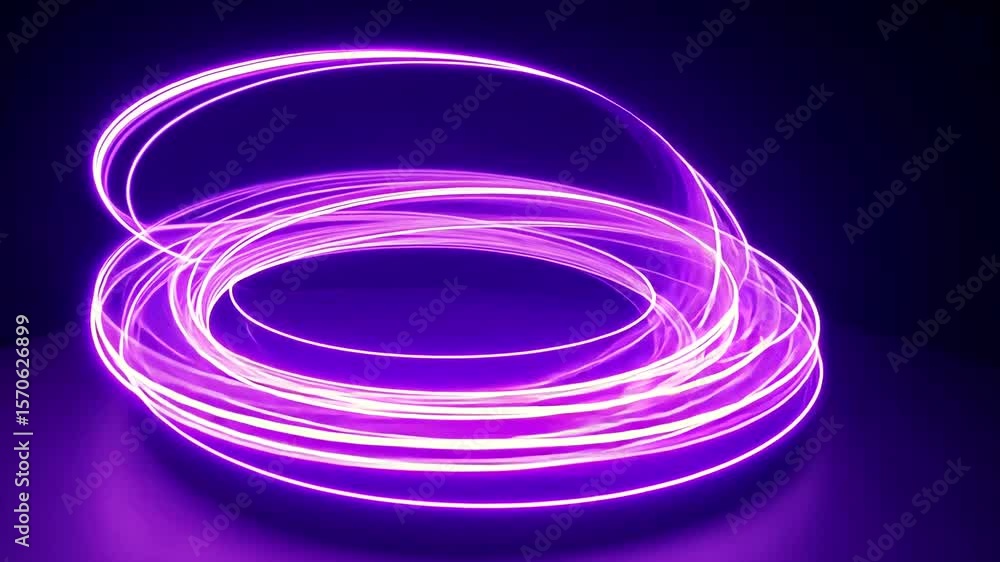 Wall mural abstract purple light trails swirling in a dark environment, creating a dynamic visual effect