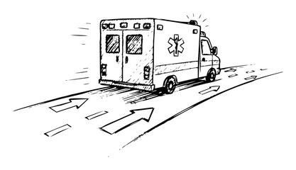ambulance driving away emergency medical vehicle sketch © Kaz