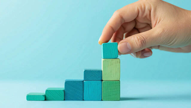 Achieving Growth Building Success Step by Step with Colorful Blocks