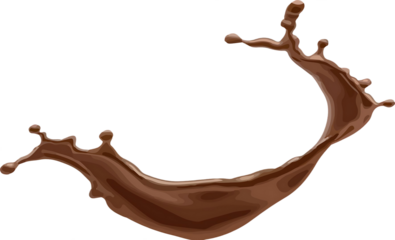 Dynamic Chocolate Liquid Splash in a Curvilinear Pattern. PNG Transparent Background