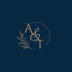 AT Initial Wedding Monogram Logo with Minimalistic Style