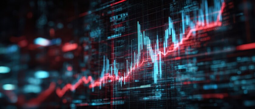 The Digital Data Visualization Displaying Rising Financial Trends and Analytics