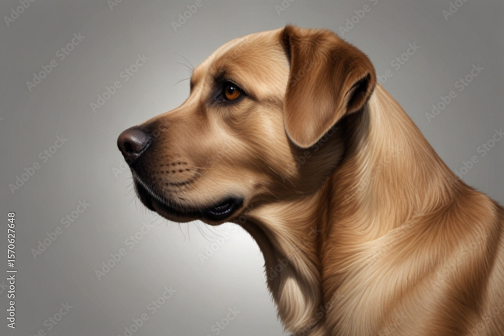 Poster A golden labrador retriever portrait showcasing its elegant profile and attentive expression beautifully rendered created with generated ai
