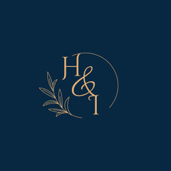 HI Initial Wedding Monogram Logo with Minimalistic Style