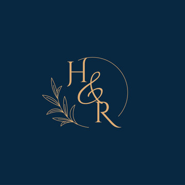 HR Initial Wedding Monogram Logo with Minimalistic Style