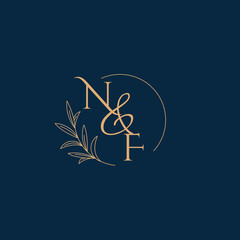 NF Initial Wedding Monogram Logo with Minimalistic Style