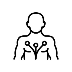 Ecg Screen Vector Outline Icon. Portable ECG Monitor. Dynamic ECG System. Digital Heart Rate Analyzer and Recorder System. Medical symbol isolated on white background.