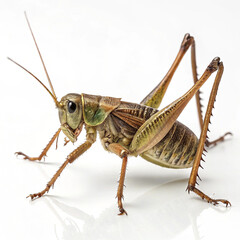"Close-up of a Grasshopper on White Background"

