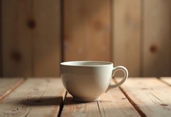 Fototapeta premium minimalist empty cup wood backdrop simple aesthetic serenity tranquility natural texture, input, cozy, design, interior, style, decor, elegance, surface