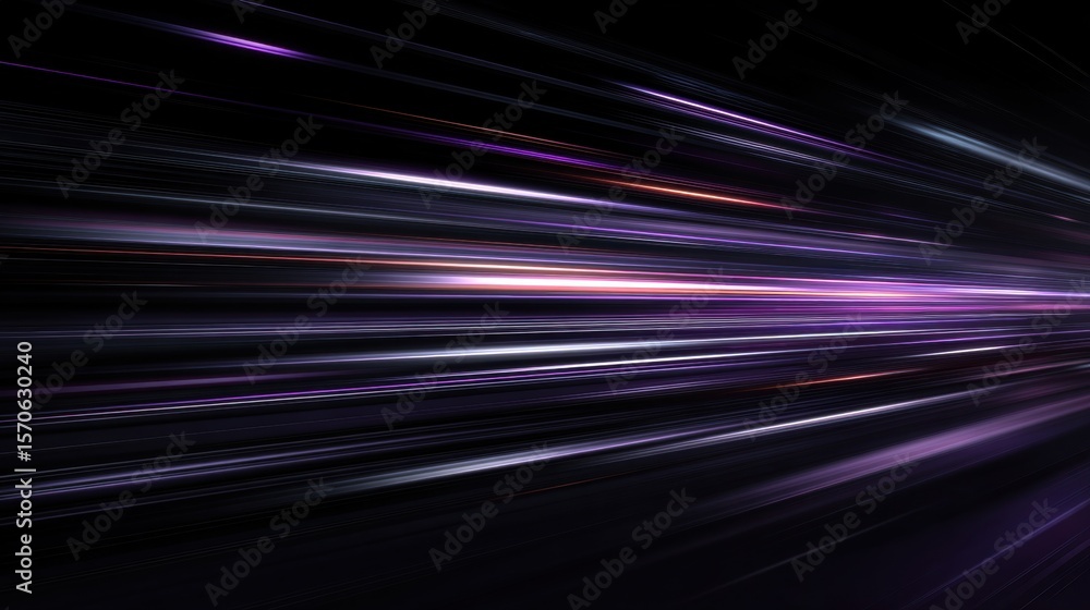 Poster abstract image showcasing dynamic light streaks in vibrant colors against a dark background.