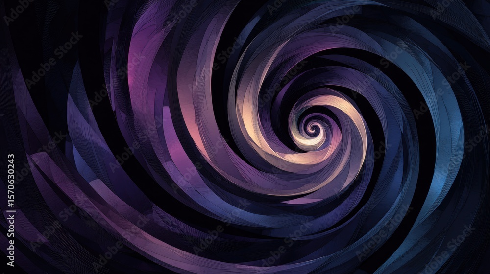 Poster spiral pattern featuring vibrant colors and depth, creating a mesmerizing visual effect.