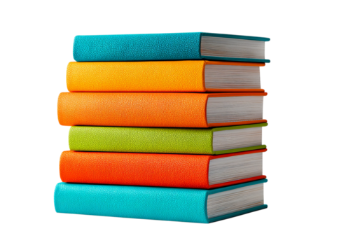 Stack of colorful books isolated on black background, Isolated On White, Png, Transparent Background