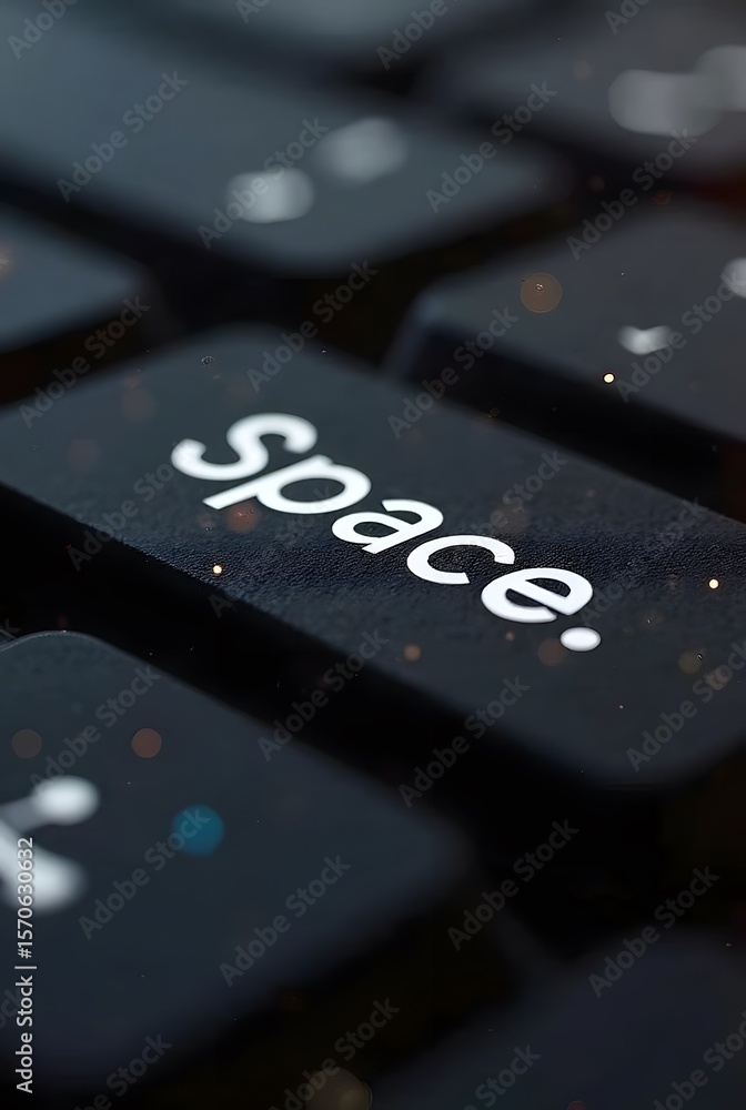 Fototapete closeup of a keyboards space bar, featuring a dramatic lighting effect and bokeh, vertical compositi