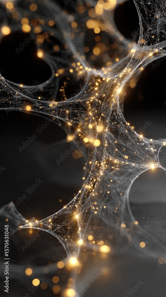 Poster intricate web glowing with golden light background image