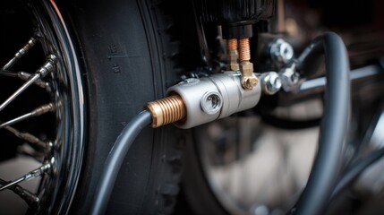 Compact air compressor for motorcycle tires with hose coiled