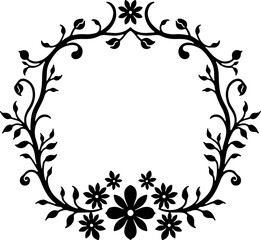 Obraz premium Floral Wreath Silhouette vector 