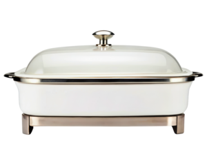 White electric buffet server and warming tray for catering on a transparent background