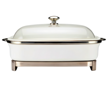 White electric buffet server and warming tray for catering on a transparent background