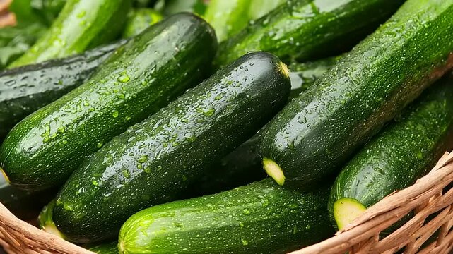 Fresh zucchini in a basket