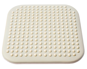 Square anti-slip shower mat with suction cups for the bathroom on a transparent background