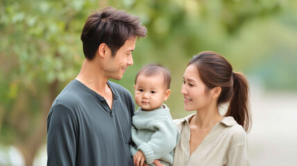 Family bonding in nature during a serene autumn afternoon filled with joy and warmth