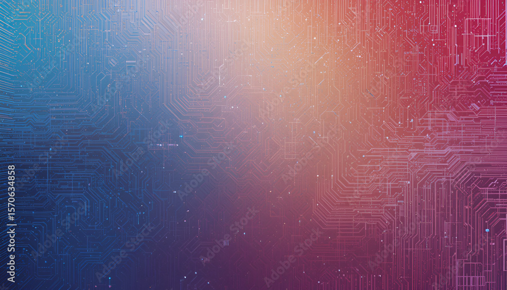 Aufkleber artistic motherboard circuitry forms a vibrant, textured background with lines and colorful gradient