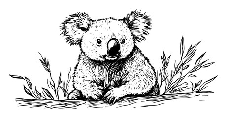koala sitting line art vector illustration © Kaz
