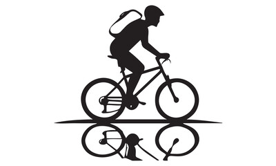 Naklejka premium Bike ride with kids in silhouette