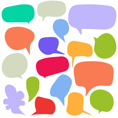 laughing speech bubble sound effect different shapes collection. Cute speech balloon text lettering set illustration