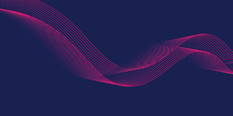 Abstract glowing wave lines on dark blue background. Dynamic wave pattern. Modern flowing wavy lines. Futuristic technology concept.