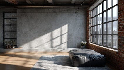 Tranquil sunlight streams into a spacious loft illuminating textures and inviting calm with