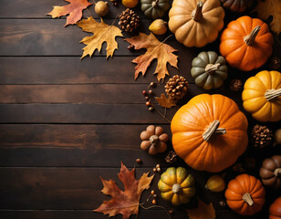 Watercolor Rustic Thanksgiving Warm Wood Tabletop