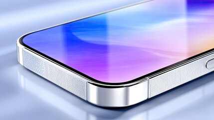Closeup of Silver Smartphone with Gradient Display and Textured Frame