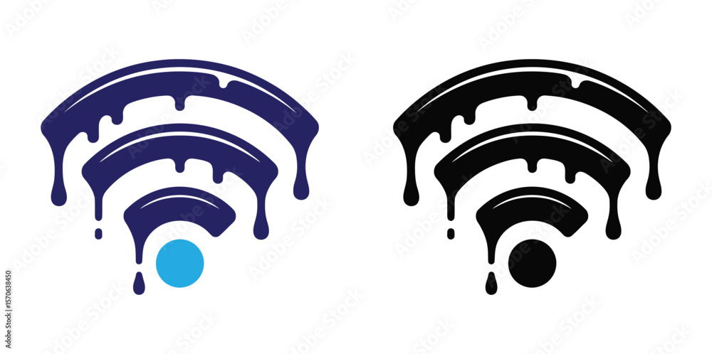 Poster wifi icon flat and simple set design.vector art of a dripping wifi icon represents modern digital co